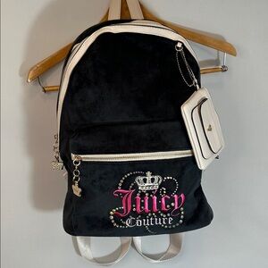 Juicy Couture Dreamy Juicy Backpack Liquorice Crystal With Purse Velour Velvet